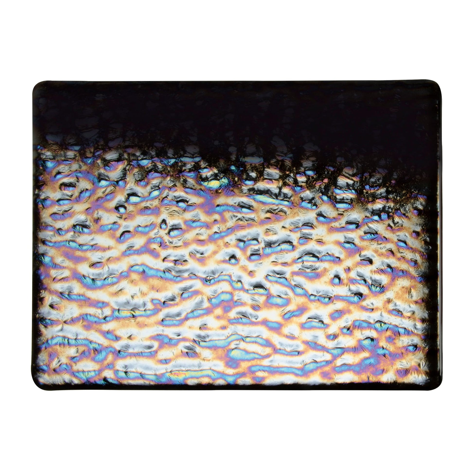 Bullseye COE90 Fusing Glass 000100 Black, Soft Ripple, Iridescent, Rainbow Full Sheet