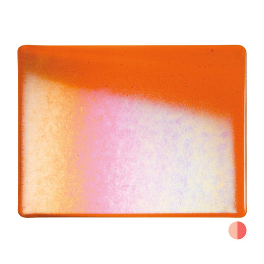 Bullseye COE90 Fusing Glass 001025 Light Orange, Iridescent, Rainbow Full Sheet