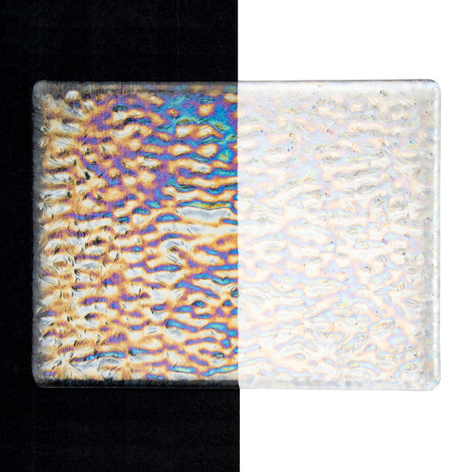 Bullseye COE90 Fusing Glass 001101 Clear, Soft Ripple, Iridescent, Rainbow Half Sheet