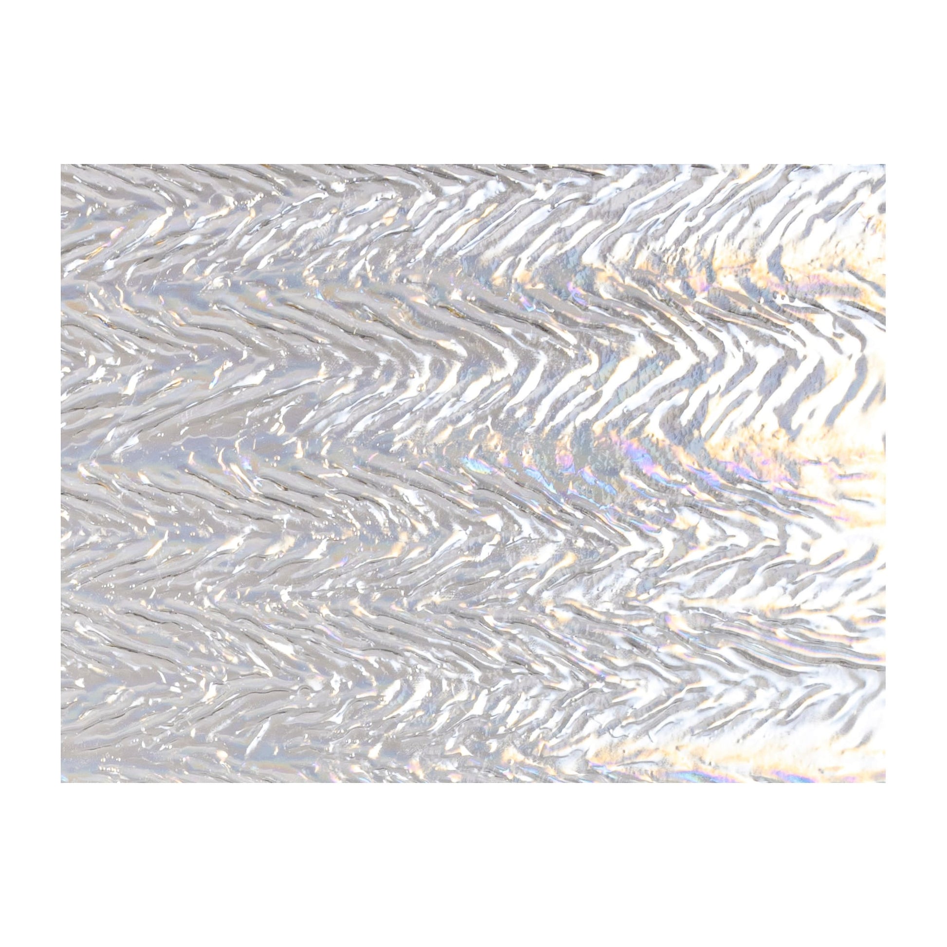 Bullseye COE90 Fusing Glass 001101 Clear, Granite, Herringbone Ripple, Iridescent, Rainbow Half Sheet