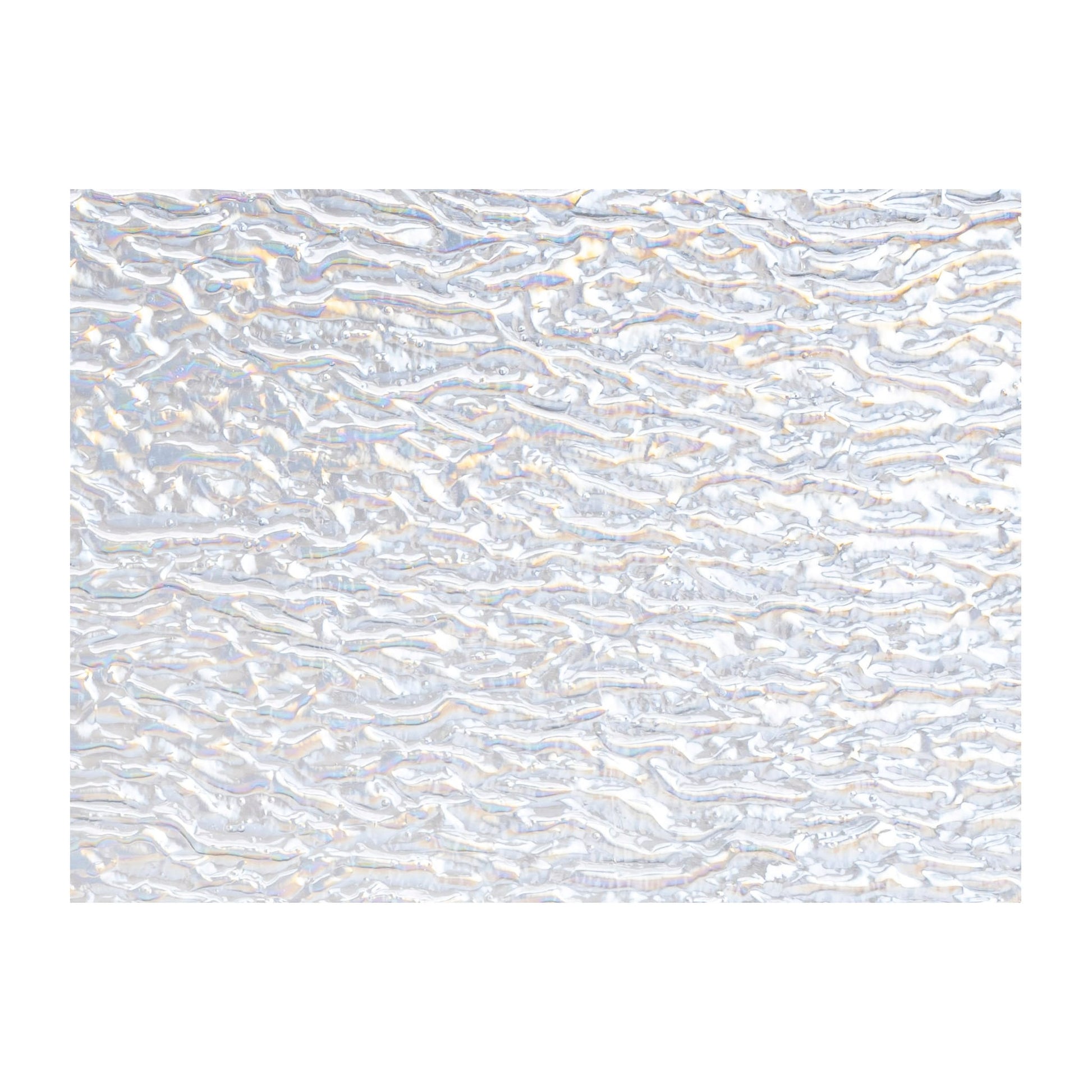 Bullseye COE90 Fusing Glass 001101 Clear, Granite Ripple, Iridescent, Rainbow Handy Sheet