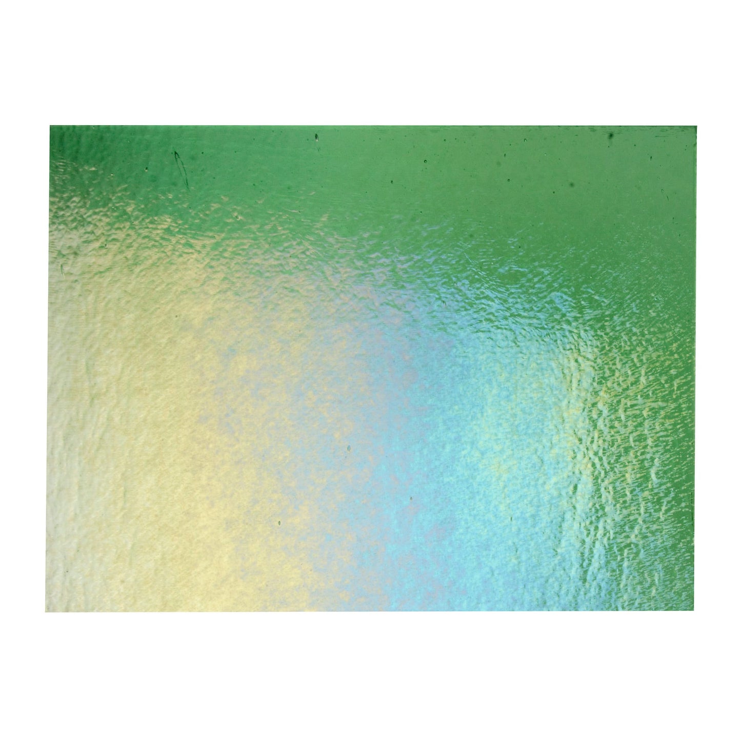 Bullseye COE90 Fusing Glass 001107 Light Green, Iridescent, Rainbow Handy Sheet