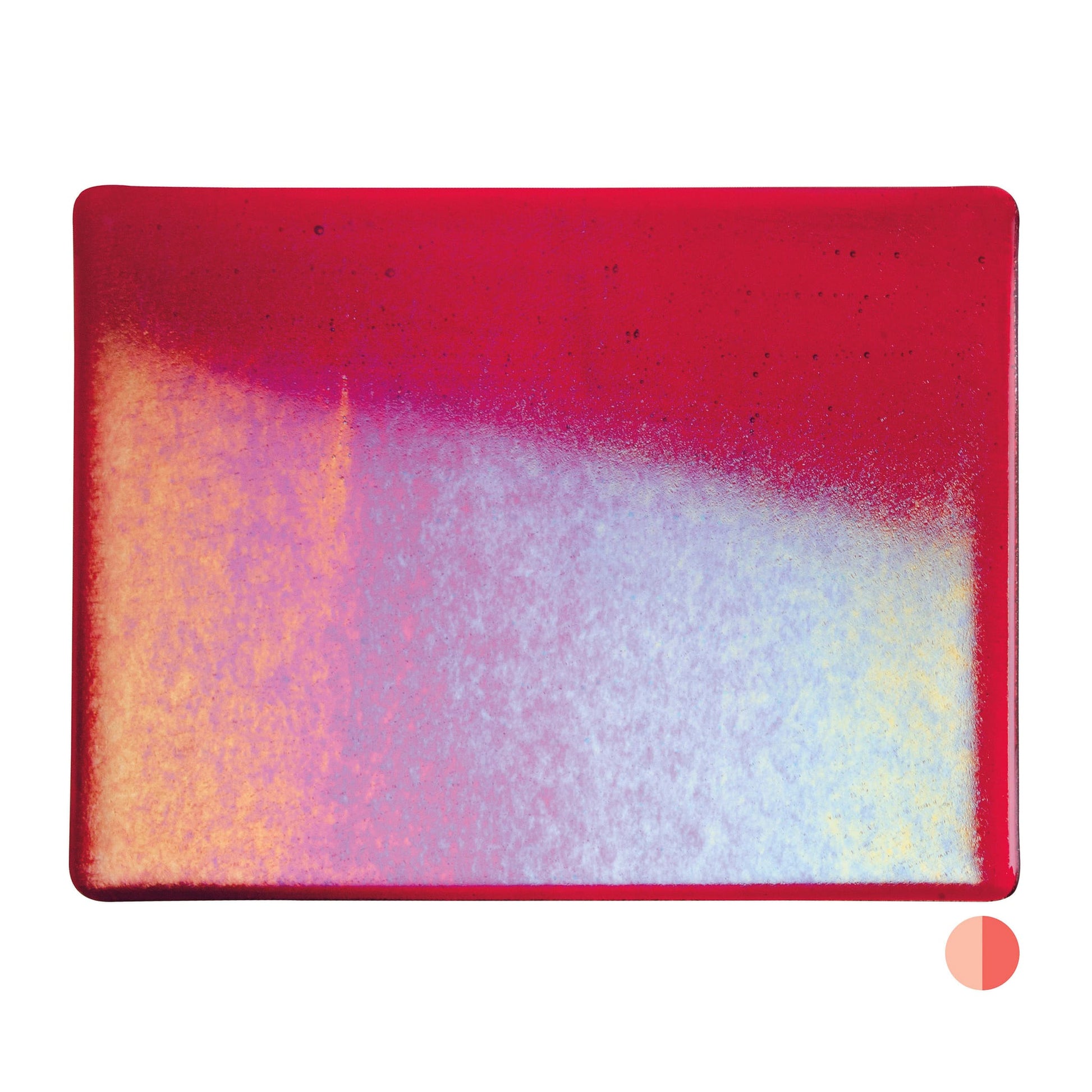 Bullseye COE90 Fusing Glass 001122 Red, Iridescent, Rainbow Half Sheet