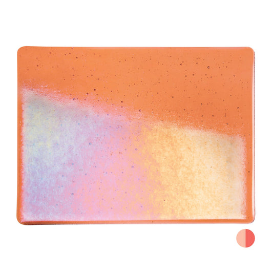 Bullseye COE90 Fusing Glass 001205 Light Coral, Iridescent, Rainbow Half Sheet