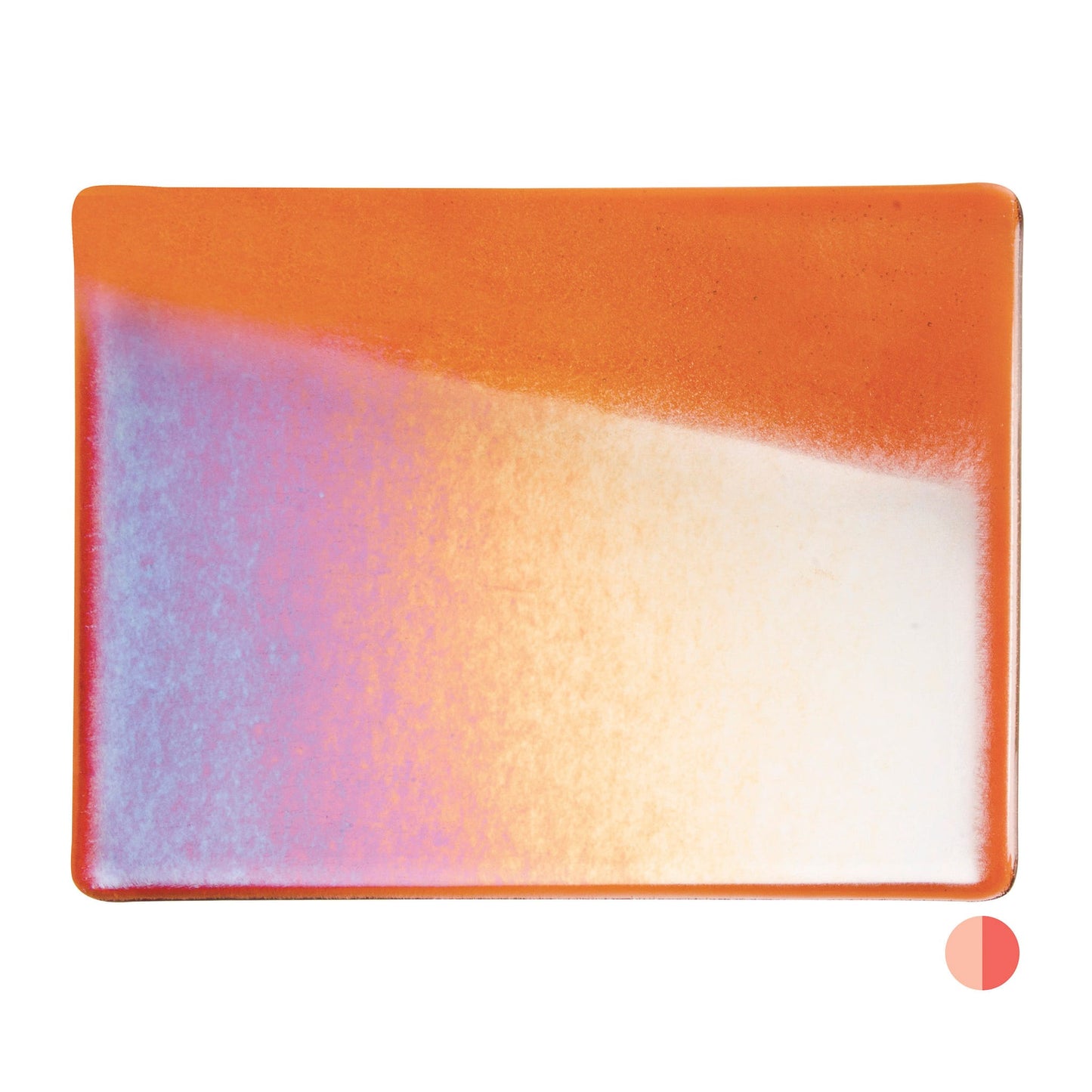 Bullseye COE90 Fusing Glass 001305 Sunset Coral, Iridescent, Rainbow Half Sheet