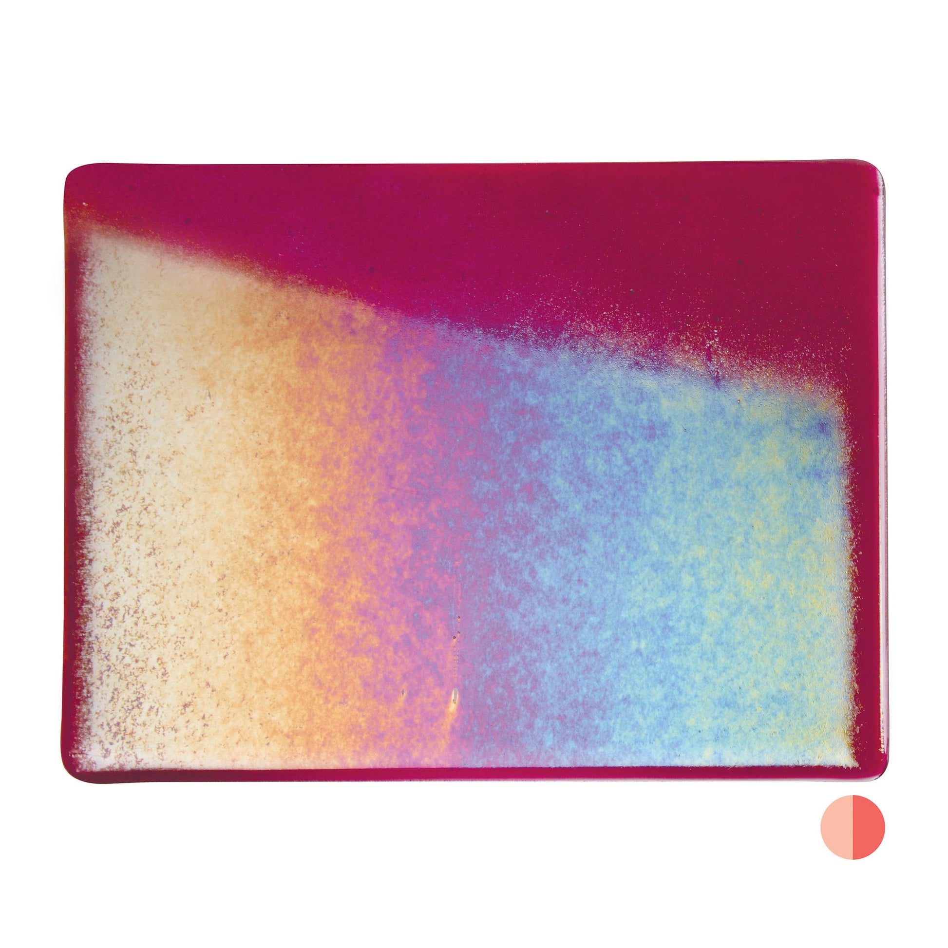 Bullseye COE90 Fusing Glass 001311 Cranberry Pink, Iridescent, Rainbow Full Sheet