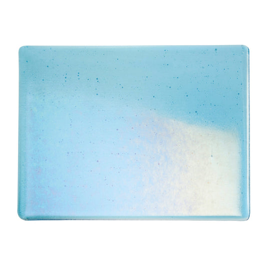 Bullseye COE90 Fusing Glass 001416 Light Turquoise Blue, Iridescent, Rainbow Handy Sheet