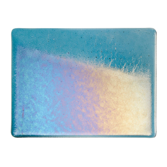 Bullseye COE90 Fusing Glass 001444 Sea Blue, Iridescent, Rainbow Half Sheet