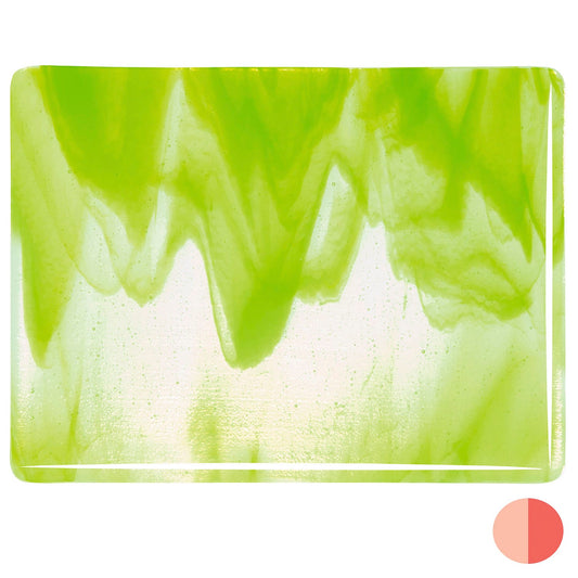 Bullseye COE90 Fusing Glass 002026 Clear, Spring Green Opalescent Half Sheet