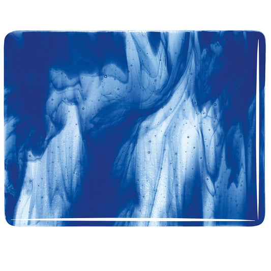 Bullseye COE90 Fusing Glass 002047 Clear, Deep Cobalt Blue Opalescent Handy Sheet