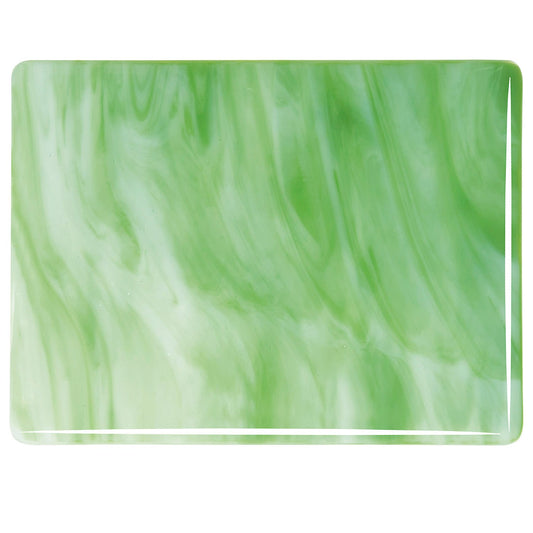 Bullseye COE90 Fusing Glass 002107 White Opalescent, Light Green Full Sheet