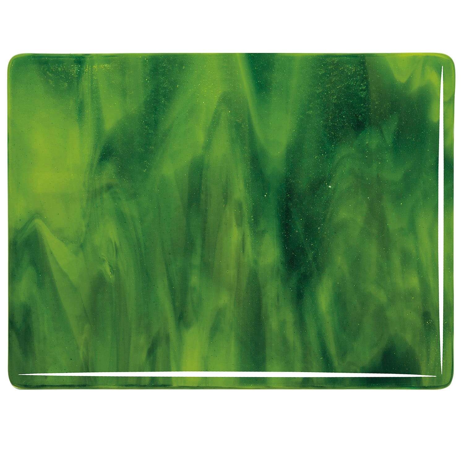 Bullseye COE90 Fusing Glass 002121 Yellow Opalescent, Deep Forest Green Full Sheet