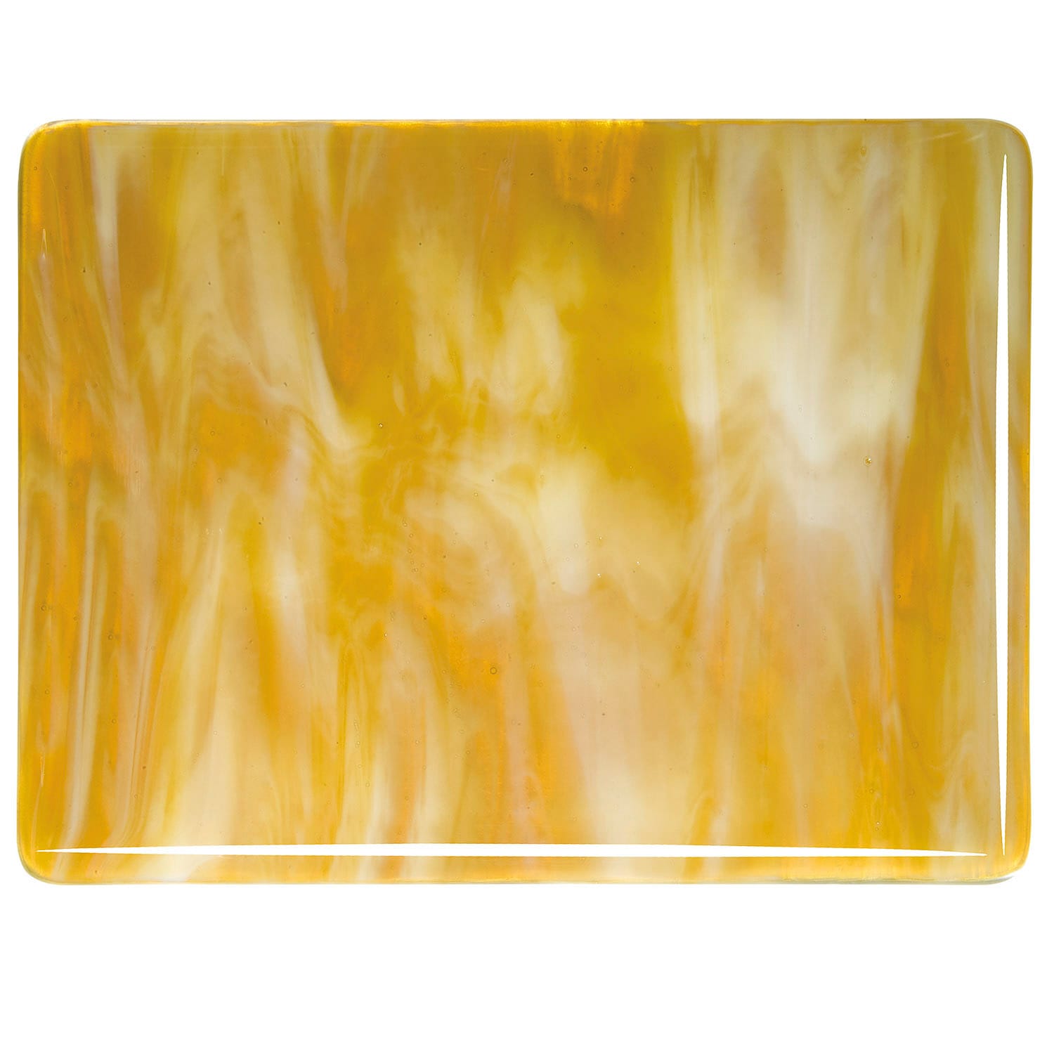 Bullseye COE90 Fusing Glass 002137 Medium Amber, White Opalescent Half Sheet