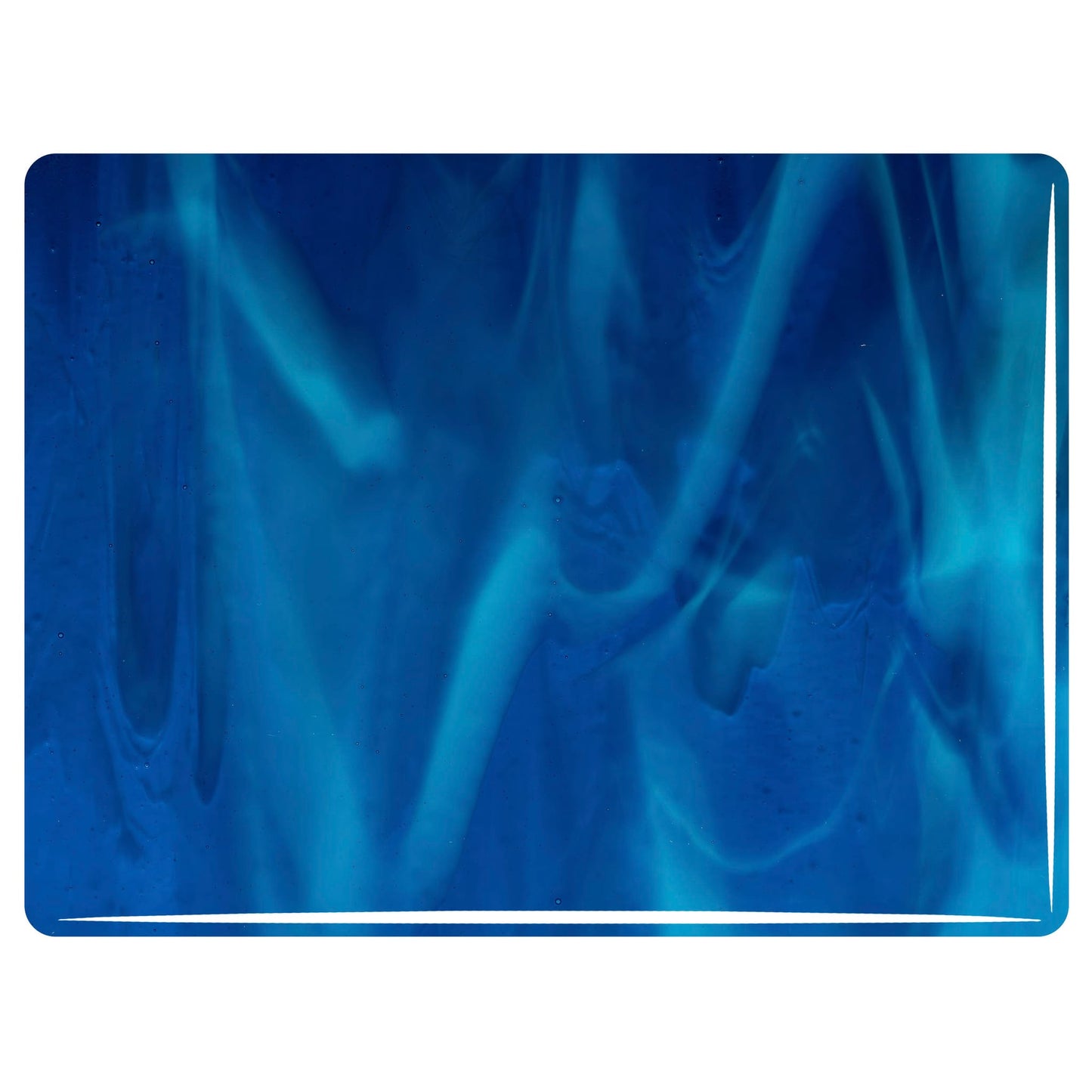 Bullseye COE90 Fusing Glass 002146 Copper Blue, White Half Sheet