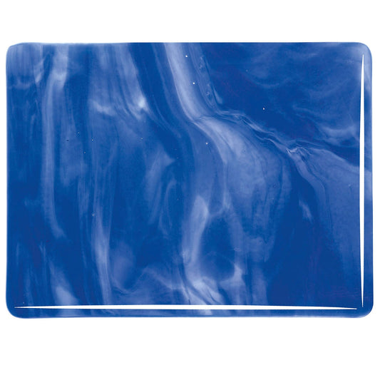 Bullseye COE90 Fusing Glass 002164 Caribbean Blue, White Opalescent Handy Sheet