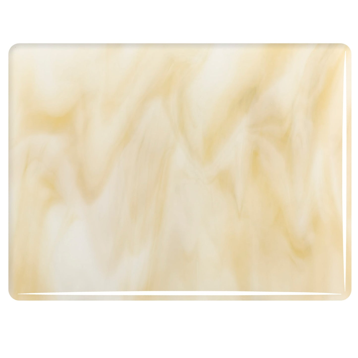 Bullseye COE90 Fusing Glass 002237 Warm White Opalescent, Light Amber Half Sheet