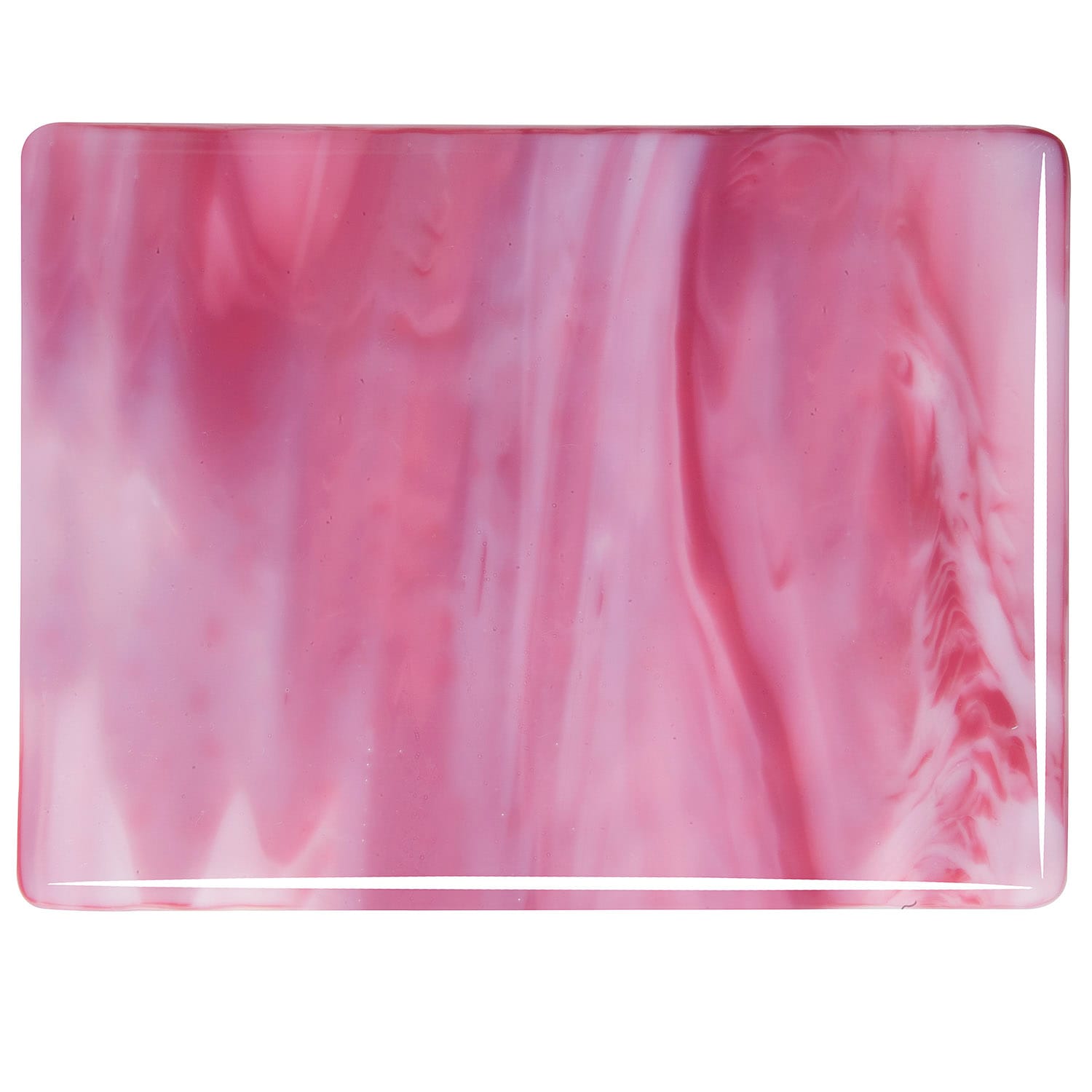 Bullseye COE90 Fusing Glass 002302 White Opalescent, Pink Opalescent Half Sheet