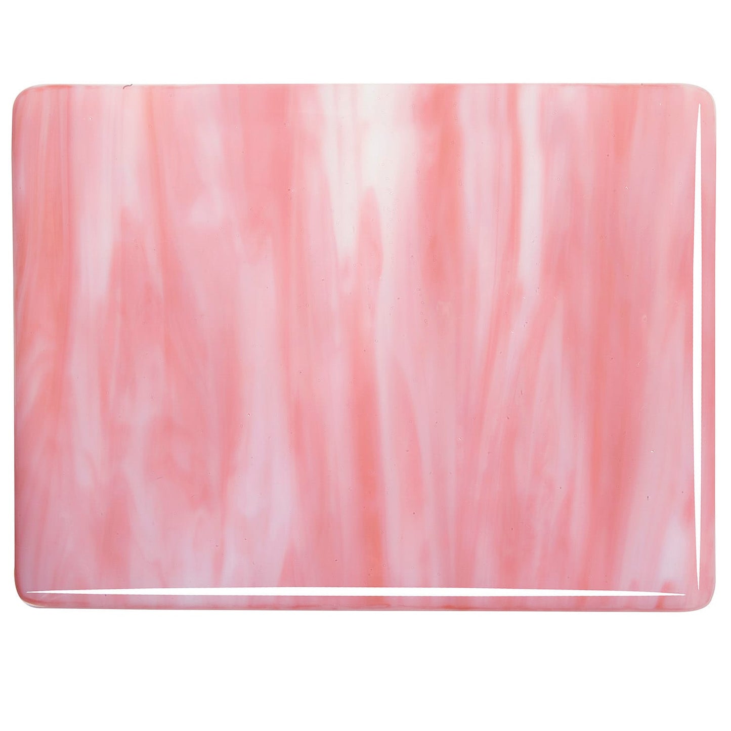 Bullseye COE90 Fusing Glass 002305 White Opalescent, Salmon Pink Opalescent Half Sheet