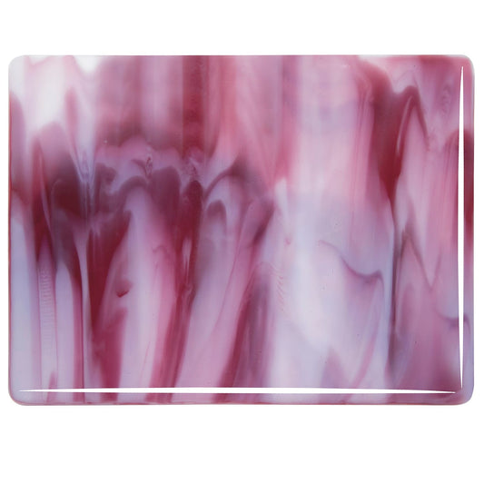 Bullseye COE90 Fusing Glass 002310 White Opalescent, Cranberry Pink Handy Sheet