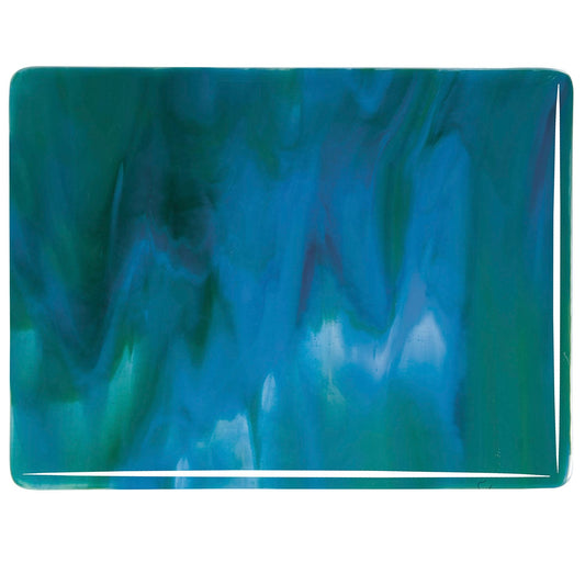 Bullseye COE90 Fusing Glass 003045 Azure Blue Opalescent, Jade Green Opalescent, Neo-Lavender Handy Sheet