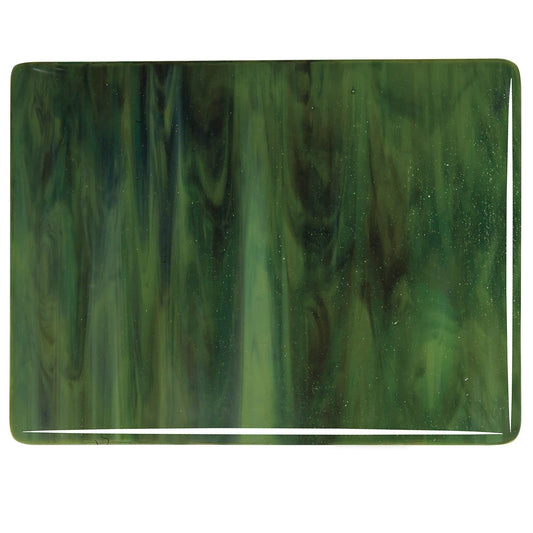 Bullseye COE90 Fusing Glass 003212 Olive Green Opalescent, Forest Green, Deep Brown Handy Sheet