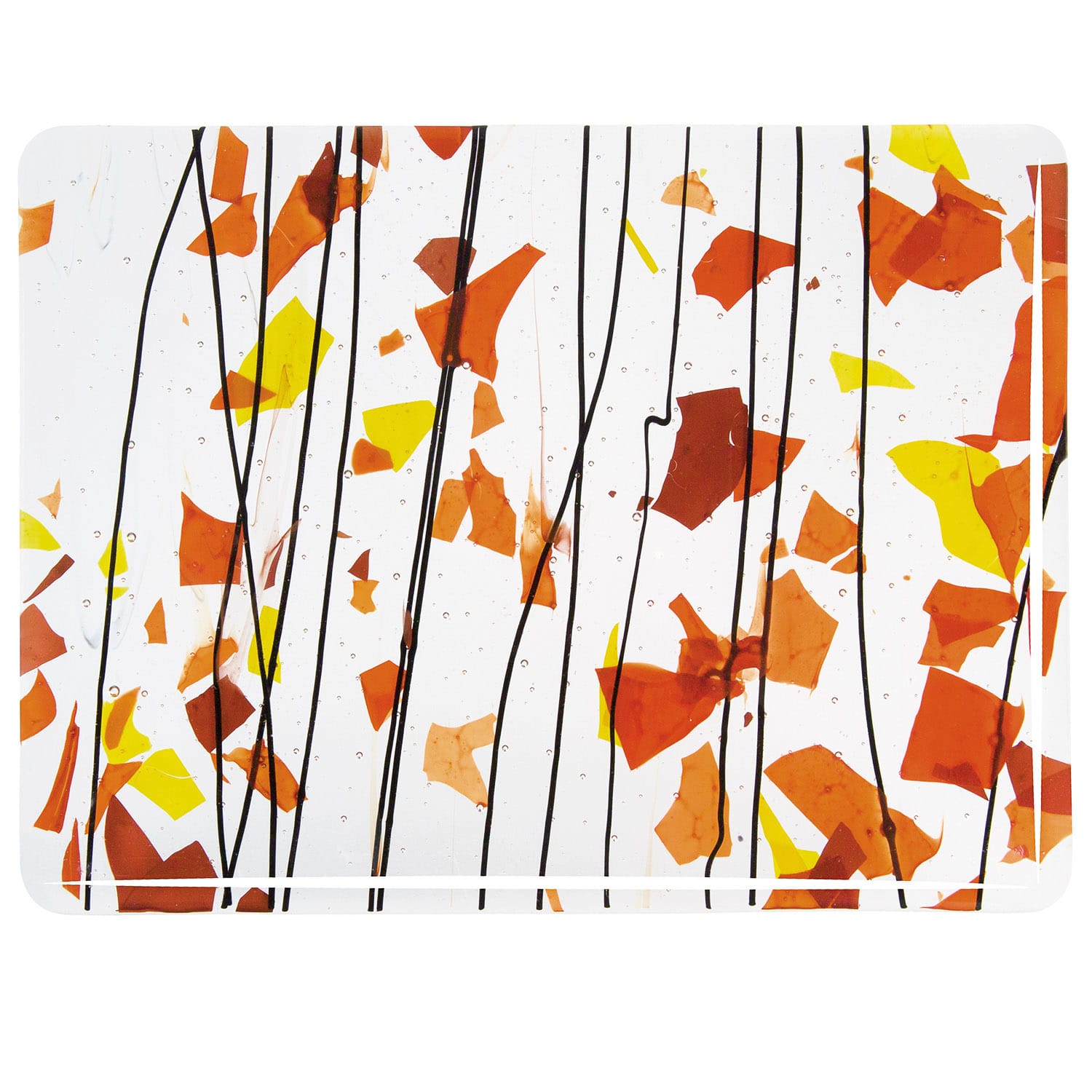 Bullseye COE90 Fusing Glass 004111 AUTUMN:  Orange, Yellow & Red on Clear Full Sheet