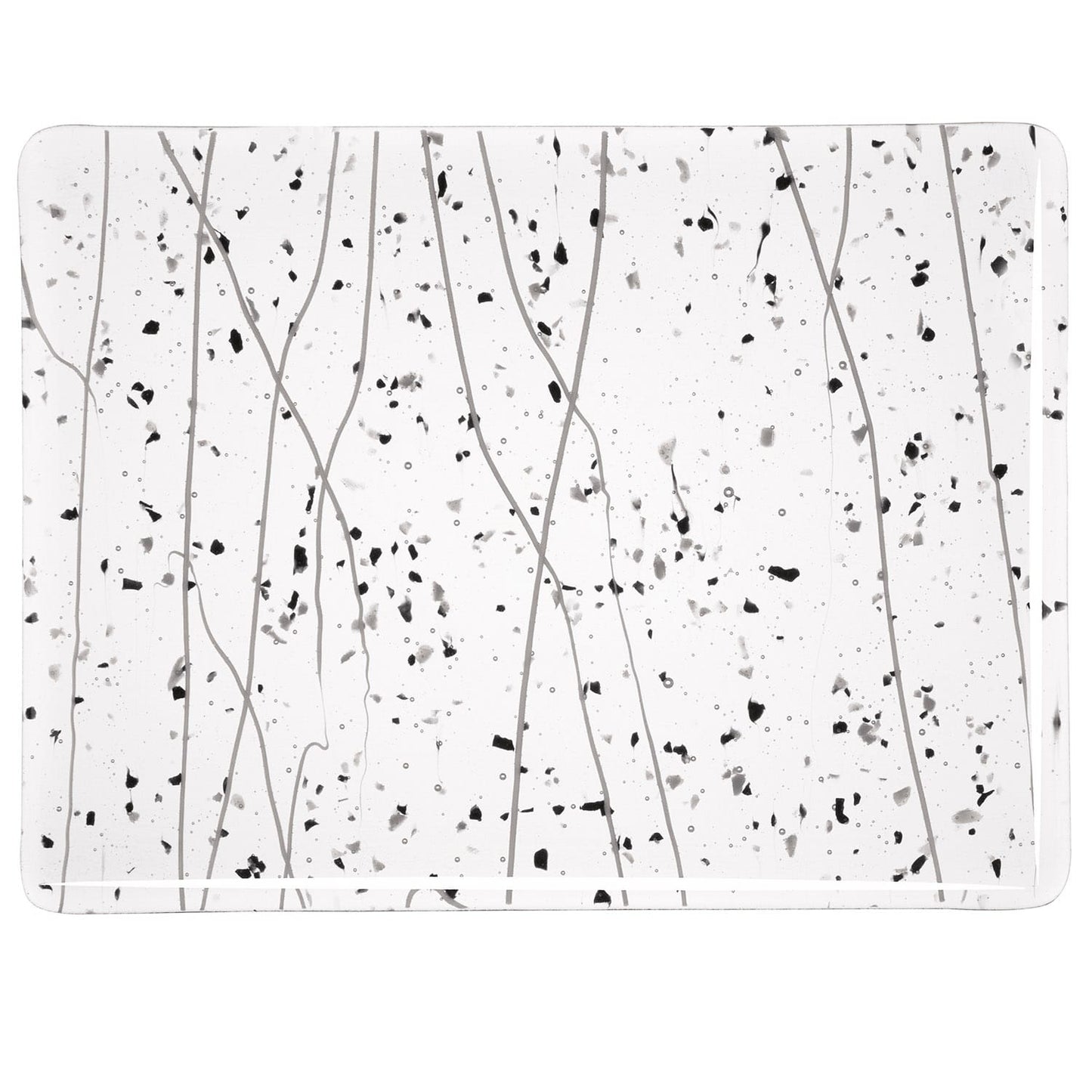 Bullseye COE90 Fusing Glass 004218 Gray & Black Frit, White Streamers Handy Sheet